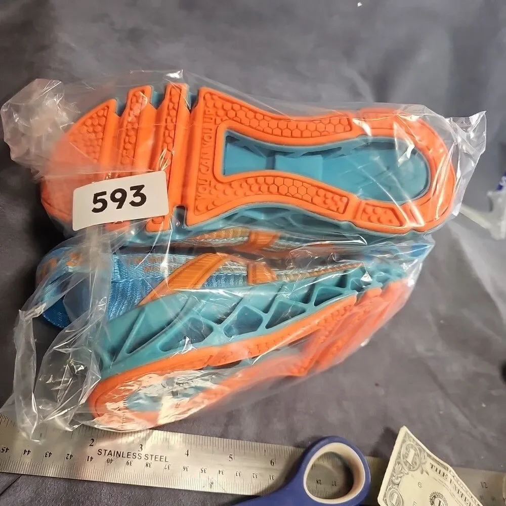 JUST SO SO Mesh Knit Athletic Running Tennis Shoes Orange Turquoise Kids Sz 32